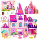 Magnetic Tiles Doll House Building Toys Set With Double Sided Printed Design, Play House Magnetic Blocks For Kids Ages 3-5 4-8, Stem Educational Sensory Magnet Toys Birthday Gifts For Girls