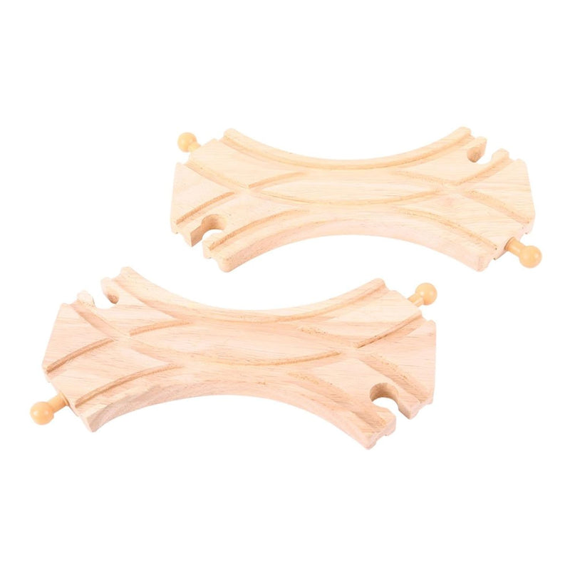 Wooden Track Double Curved Turnouts (2 Pk) Compatible With Bigjigs Train Sets
