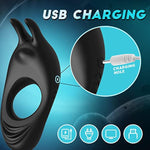 Vibrating Cock Ring With Rabbit Design, Rechargeable Penis Ring Vibrator With 9 Vibration Modes, Erection Pleasure Enhancing Mens Vibrator For Couples Play,Silicone Adult Sex Toys & Games (Black