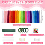 1379 Pcs Pipe Cleaner Flower Kit, 20 Colors with Stamens, Floral Wire, Tape & Pom Poms