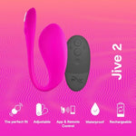 Jive 2 Pink Remote Control Wearable Egg Vibrator & Bond App Control Wearable Vibrating Cock Ring - Couples Sex Toys Bundle