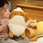 Shiba Inu Plush Pillow,Soft Corgi Stuffed Animals Toy Cute Sleeping Puppy Doll Gifts For Kids (Smiling Eyes, 19.6 Inch)
