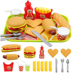 Pretend Play Fast Food Set, Play Food For Kids Kitchen - Play Kitchen Accessories - Toy Foods With Play Burger And Hot Dog Plastic Food For Pretend Play, Kids Toddler Childrens Birthday Gifts