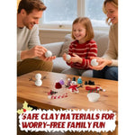 6 Pack Christmas Snowman Air Dry Clay Craft Kit for Kids, Winter Party Activity