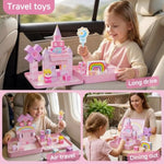 Unicorn Mini Magnetic Building Blocks Set for Girls, 48-Piece Tin with Cones and Magic Wands
