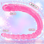 Double Ended Dildo 18.89 Inch Dong Anal Beads With Veins And Glans For Anal Vagina Stimulation Double Side Penis Cock Massager Sex Toy For Lesbian Men Women Pink