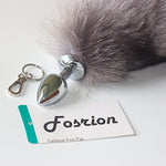 Multi-Function Fox Tail Anal Plug With Stylish Keychain Attachment (Gray, Small Plug)