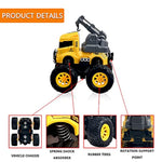 Construction Truck Toys - 4 Pack Excavator, Mixer, Crane, Dump Trucks Push And Go Friction Powered Cars Monster Stunt Vehicles Playset Kids Birthday Party Favors Gifts For 3+ Year Old Boys Girls