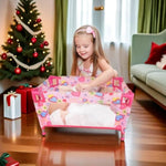 Toy Baby Doll Crib For 18'' Dolls, Cute Pink Heart Designed Baby Doll Bed With Carry Bag, Toy Crib Doll Furniture For 3 Years+ Girls