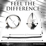 Tug + Plug Cock Ring With Anal Plug For Men & Couples. Premium Flexible Silicone Cord With Tapered Tip For Easier Insertion, Dual Stimulation, 1 Piece, Black & Silver.