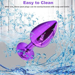 4Pcs Anal Plug Training Set-3 Crystal Jewel Anal Plugs Metal Anal Sex Adult Toy, 1Enema,Sex Toy Anal Training Kit For Beginner Adult Unisex Women And Men Couple(Deep Purple)