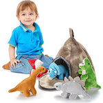 Stuffed Toy Dinosaur Animal Set – Set Of 5 Dino Stuff Toy For Toddlers – With Volcano Zipper Carry Bag – Bright & Vibrant Plush Toy Set – Stuffed Dinosaur Toy For Kids –Easy To Carry