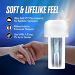 Blush Performance Stroker Penis Pump Sleeve 6.5" - Ribbed Texture For Extra Sensation, Universal Fit 2"-3.25" Wide Cylinders, Use As Stroker Or With Pump, Male Enhancement Sex Toy Accessory - (Clear)