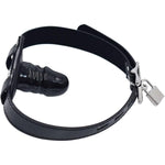 Lockable Dildo Mouth Gag,Sm Mouth Restraint With Lock Bondage,Adjustable Bondage Leather Gags Adult Sex Toy For Couple (Black,Short)