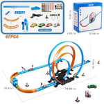 Toy Car Race Track Set For Boys Kids Age 3-5 4-7, Race Tracks With 4 High-Speed Pull Back Race Cars And Crash Zones, Christmas Halloween Birthdays Gifts Toys For Boys Kids 4-6 8-12 Years Old
