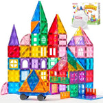 110Pcs Magnetic Building Tiles - 3D Magnet Tiles With Vehicle - Construction Blocks Set For Kids - Stem Sensory Learning Educational Toys Birthday Gift For 3 4 5 6 7 Year Old