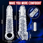Penis Sleeve Vibrating Cock Sleeve, Penis Extension Reusable With Clitoral Stimulator, Soft Graininess Shaped Penis Extender, Penis Sleeve Enlarge Prolong, Sex Toy For Men And Women Pleasure