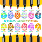 12 Pack Rainbow Pencils Art Supplies for Teen Girls Trendy Gifts