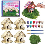 4 Pack DIY Wooden Fairy House Craft Kit with Paint & Accessories for Kids Ages 6+