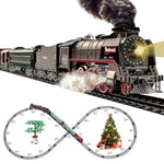 Train Set For Kids, Electric Train Toys With Realistic Light Sounds Smoke, Christmas Train Model Gifts For Toddlers Boys Girls, Steam Locomotive, Luxury Track & 2 Glowing Passenger Carriages
