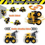 Construction Truck Toys - 4 Pack Excavator, Mixer, Crane, Dump Trucks Push And Go Friction Powered Cars Monster Stunt Vehicles Playset Kids Birthday Party Favors Gifts For 3+ Year Old Boys Girls