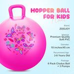 6Pcs Hopper Balls For Kids 3-8, 18In Bouncy Ball With Handle, Sit On Hopping Toys For Sport/School/Team Active Play, Hippity Hop Ball For Indoor Outdoor Games With Pump