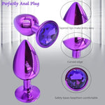 4Pcs Anal Plug Training Set-3 Crystal Jewel Anal Plugs Metal Anal Sex Adult Toy, 1Enema,Sex Toy Anal Training Kit For Beginner Adult Unisex Women And Men Couple(Deep Purple)