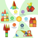 130 Pcs Magnetic Tiles,Magnetic Building Blocks With 2 Cars,Magnet Tiles 3D Clear Construction Stem Preschool Sensory Educational Toys Set For Kids Toddlers Boys 3 4 5 6 7 8 9+ Year Old