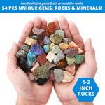 Rock Collection Starter Kit - 54 Pcs Assorted Gemstones, Crystals, Rocks & Minerals, With Learning Book & Id Cards, Earth Science Kit Toy, A Geology Gift For Kids & Adults Ages 8+