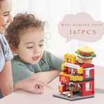 City Burger House Building Block Set, Moc Street View Burger Shop Creative Fast Food Play Building Brick Sets Educational Stem Toys Gift For Boy And Girls 6-12 - 167Pcs