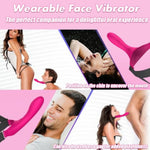 Set Of 2: Strap-On Face Chin Harness Vibrator Dildo With 10 Modes And Adjustable Leather Strap-On Harness With 7.1" Gradient Silicone Dildo - Pegging Toys For Women, Men, Lesbian & Gay Couples