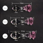 3-Piece Rose Glass Anal Plug Set, Crystal Glass Anal Plug,Anal Trainer, Crystal Butt Plug,Anal Expander Training Sex Toys Anal Masturbation Plug For Men Women Gay And Couples