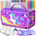 56 Piece Washable Scented Markers Set with Glitter Pencil Case, Kids Art Supplies