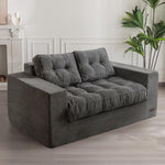 Bean Bag Chair For Adults, Upholstered Floor Sofa With Armrests, Loveseat Boneless Couch With Tufted Cushion & Backrest, Sofa In A Box, Large Bean Bag Couch For Bedroom Living Room, Dark Grey