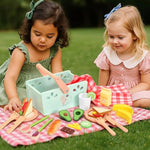 Wooden Toy Picnic Playset, 31 Pcs Wooden Play Food Sets Sandwich Stacking Toys For Kids Pretend Play Cutting Food Toys Toddlers Play Kitchen Accessories Gift For Girls Boys Age 3+