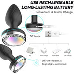 Vibrating Butt Plug Adult Toys Silicone Anal Plug Glowing Vibrator With 10 Modes And Adjustable Colors Waterproof For Men/Women Couples Bdsm Sex Toys?Black?