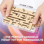 Handheld Fidget Puzzle Game For Kids And Adults - Challenging Wooden Labyrinth Marble Maze For Teen Boys - Fun Brain Teaser Puzzle Fidget Toys For Travel Stocking Stuffer Party Favor For Kids Ages 8+