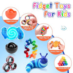 15Pcs Fidget Toys Adults Pack,Stocking Stuffers For Teens Boys Girls,Autism Sensory Toys With Fidget Spinner Slug Magnetic Rings,Squishy Fidget Toys Adhd Stress Relief,Party Favor For Kid-Bog