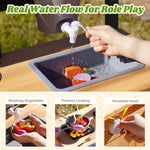 Outdoor Mud Kitchen Set For Kids, Wooden Pretend Play Kitchen With Plant Growing Box, Real Faucet, Sink, Kitchen Accessories, Pretend Play For Kids Boys Girls Toys Age 3+