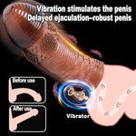 Vibrator Silicone Penis Sleeves Reusable Condoms Cock Rings Enlarger Penis Extender Sex Toy For Men Adult (A)