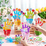 24 Sets Mother's Day Handprint Flower Craft Kits for Kids, DIY Mom Gifts