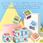 Abc Building Blocks For Toddlers 1-3, 28 Pcs Plastic Baby Alphabet Letters Number Stacking Blocks Set, Preschool Learning Educational Montessori Sensory Toys Gifts For Kids Girls Boys