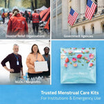 Hygiene Plus Period Kit with Disposable Underwear (Medium) – Menstrual Kit with Tampon, Pad & Pantyliner – Feminine Hygiene Kit for Girls, Teens & Women (Blue Flowers)