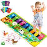 Baby Musical Learning Toys , Floor Piano Playmat For Toddlers With Animal Flash Cards Music Sound For Early Education Touch Keyboard Blanket Birthday For Baby Boys Girls