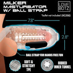 Milker Masturbator Sleeve With Ball Strap For Men & Couples. Extra Tight & Thick Ribbed Tunnel For Stimulation. Compatible With The Milker Pro Edition - Semi-Transparent