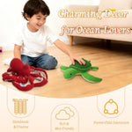 Crochet Stuffed Animals 2-Pack (Octopus & Sea Turtle), 9 Inches Soft Cotton Ocean Plush Toys, Hand-Crocheted Sea Plushies, Birthday For Boys Girls Kids & Adults