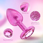 Anal Plug Training Kit Sex Toy, Ice Flake Finish With Jeweled Base 3Pcs Set Anal Butt Trainer, Anal Plug Adult Sex Toys For Beginner Prostate G Spot Prostate Plugs (Rose)