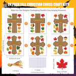 24 Set Fall Cross Craft Kits, DIY Christian Thanksgiving Ornaments for Kids