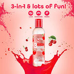 ID Lubricants 3some Flavored Sensual Massage - Wild Cherry Oral Delight & Warming Fun for Couples Pleasure - 4 fl oz Sensual 3in1 Massage Lube