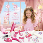 Hair Salon Toys For Girls, 45Pcs Salon Hair Stylist Pretend Makeup Kit With Hair Dryer,Comb,Bling Hair Jewels, Pretend Hair Styling Set For Girls 3-8 Years Birthday